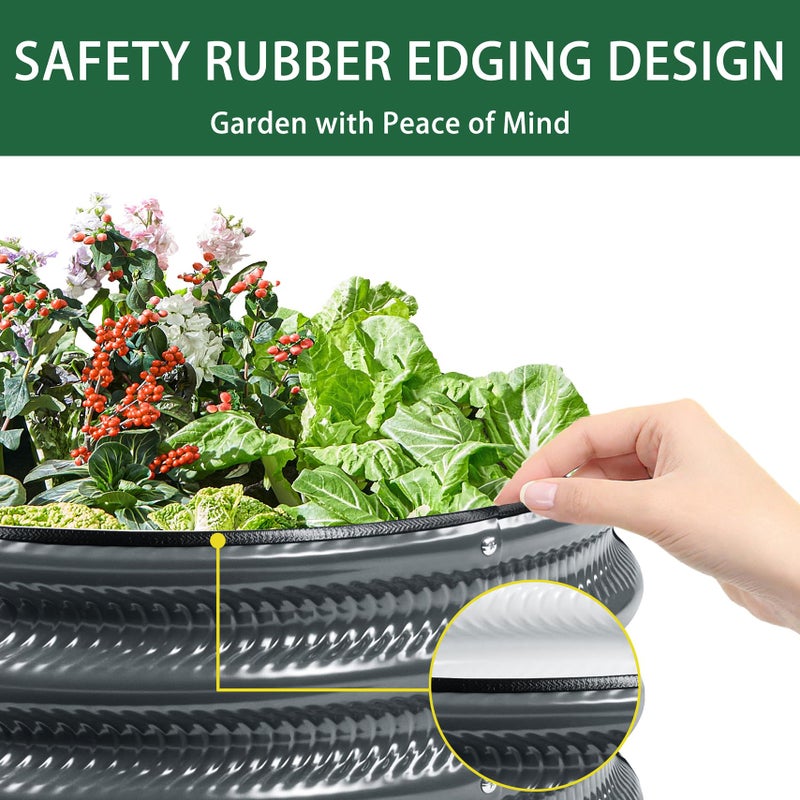 Gartist 2 Pcs 2x2X1 FT Round Galvanized Raised Garden Bed Kit, Black Outdoor Planter Garden Bed, Metal Raised Box for Vegetables, Fruits, Flowers & Herbs - Image 5
