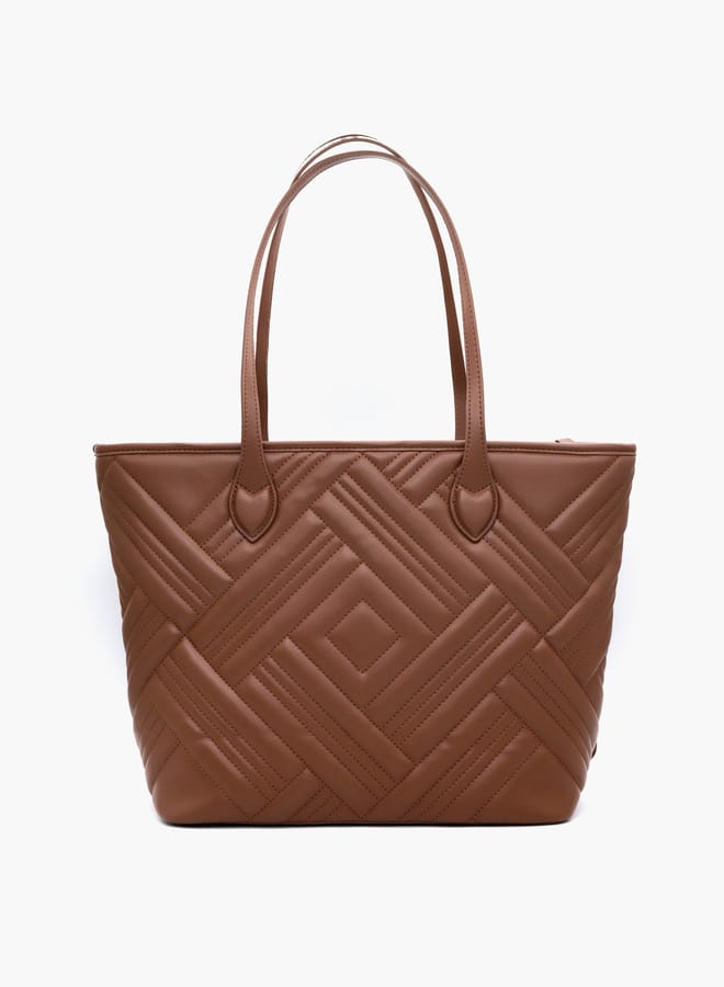 V Italia Quilted Tote Bag with Double Handle and Pouch  - Image 4
