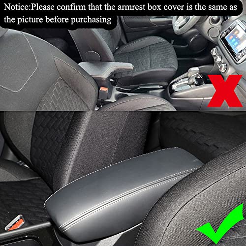 XITER غطاء وحدة التحكم المركزية من الجلد 1PC وسادة ذراع واقي مضاد للخدش مقاوم للماء لسيارة نيسان كيكز 2018 2019 2020 2021 2022 2023 2024 (لا يناسب S) - خياطة سوداء - Image 5