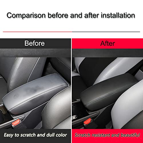 XITER غطاء وحدة التحكم المركزية من الجلد 1PC وسادة ذراع واقي مضاد للخدش مقاوم للماء لسيارة نيسان كيكز 2018 2019 2020 2021 2022 2023 2024 (لا يناسب S) - خياطة سوداء - Image 3