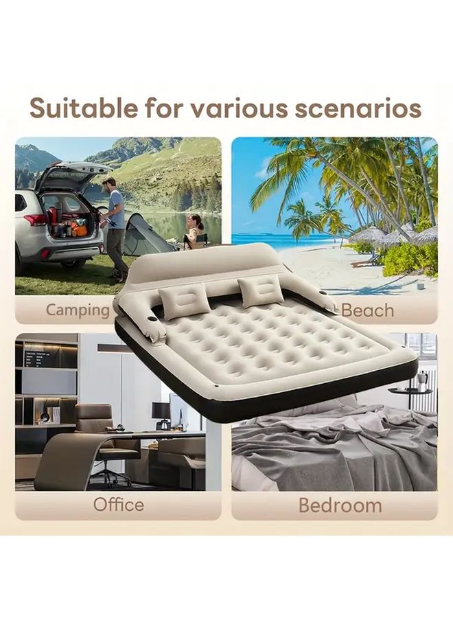 Inflatable Air Mattress 75x39x28 Inch with Headboard and Cup Holder - Image 1