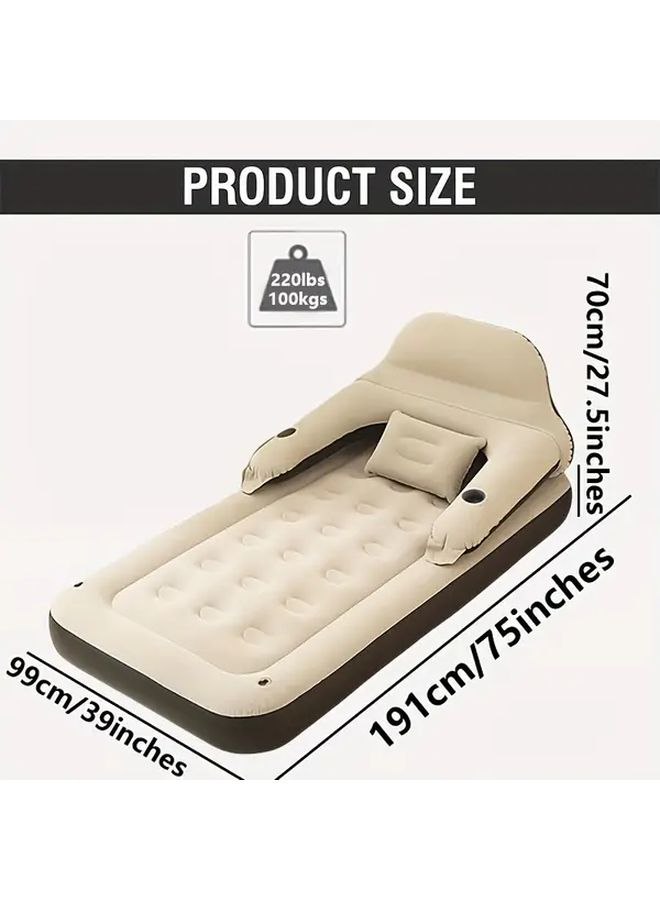 Inflatable Air Mattress 75x39x28 Inch with Headboard and Cup Holder - Image 3