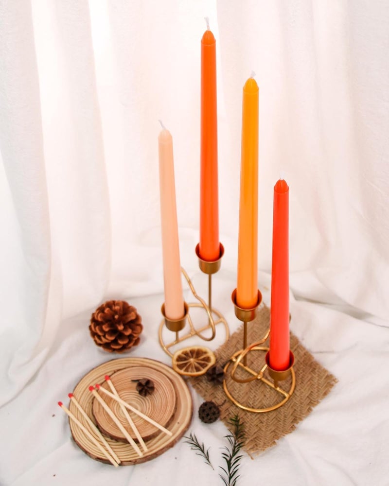 Viyffo 12 Inch Orange Taper Candles Set of 4 Unscented Smokeless Long Tall Tapered Candles for Candlesticks Sticks Wedding Advent Home Decor Dinner Christmas - Image 3