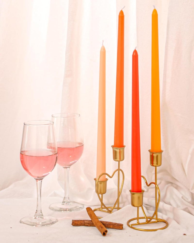 Viyffo 12 Inch Orange Taper Candles Set of 4 Unscented Smokeless Long Tall Tapered Candles for Candlesticks Sticks Wedding Advent Home Decor Dinner Christmas - Image 5