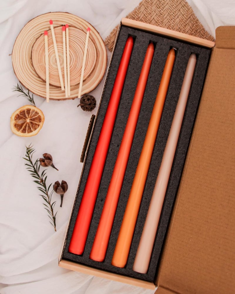 Viyffo 12 Inch Orange Taper Candles Set of 4 Unscented Smokeless Long Tall Tapered Candles for Candlesticks Sticks Wedding Advent Home Decor Dinner Christmas - Image 2