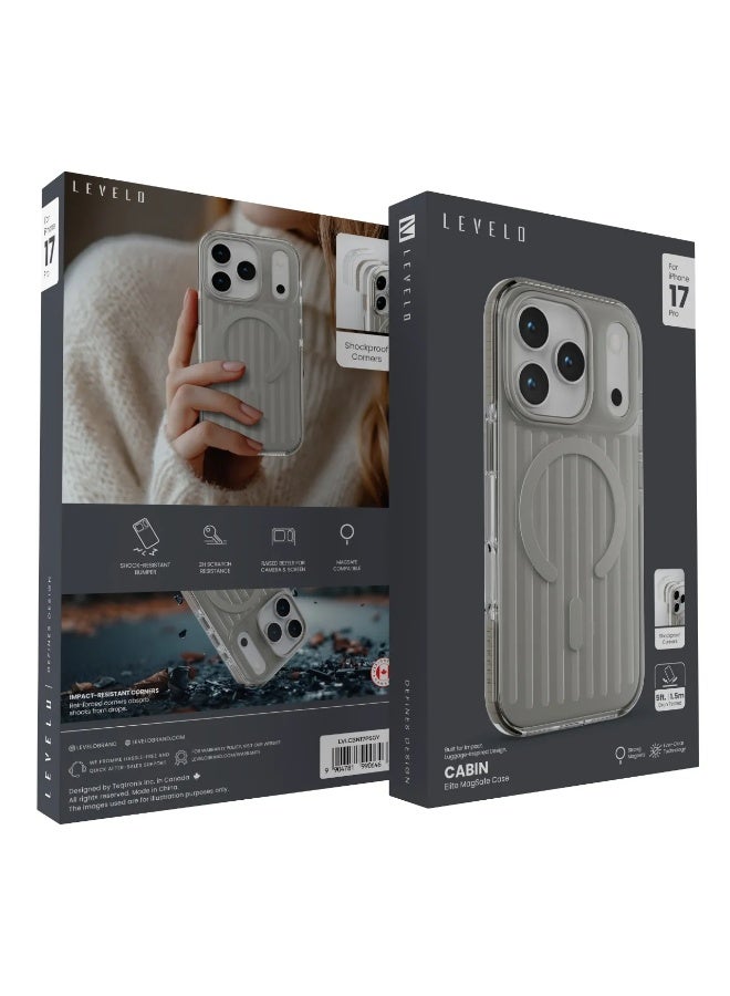 LEVELO iPhone 17 Pro MagSafe Case Cabin With 2H Scratch Resistance / Raised Bezels For Camera & Screen / Shock-Resistant-Bumper / Shockproof Corners Back Cover - Dark Grey - Image 4