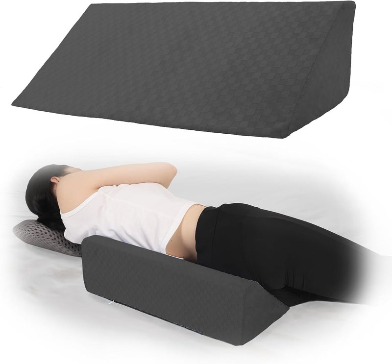 Jacobable Bed Wedge Pillow for Side Sleeping Sponge Filled Body Positioning Triangle Pillow Suitable for Pregnancy and Surgery Prevent Bed Sore for Leg and Back Support with Pillow Case (Gray) - Image 1