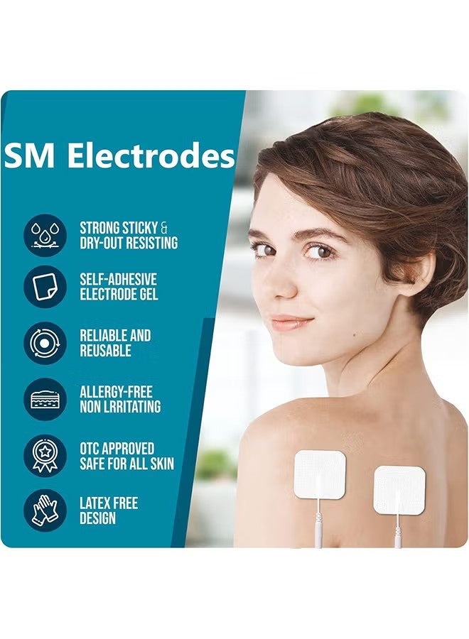 YJ 20 PCS Unit Electrode Pads, Improved Gel Reusable TENS Replacement Pads, Upgraded Self-Adhesive Pads for Muscle Stimulator Electrotherapy - Image 2