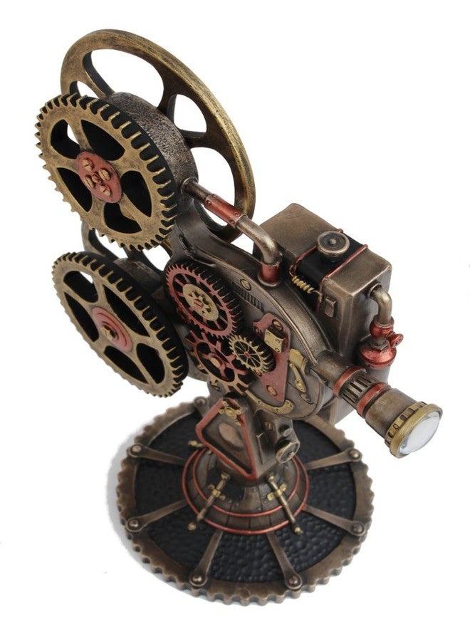 VERONESE Design Steampunk Projector Statue Cold Cast Resin Antique Bronze Finish LED Lighting Sculpture - Image 3