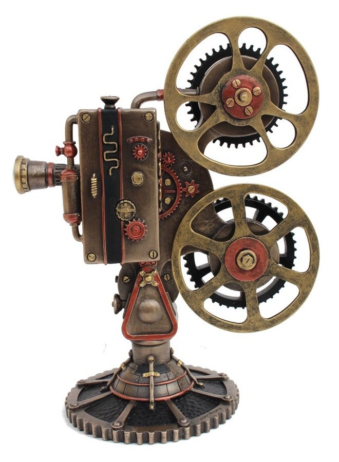VERONESE Design Steampunk Projector Statue Cold Cast Resin Antique Bronze Finish LED Lighting Sculpture - Image 5