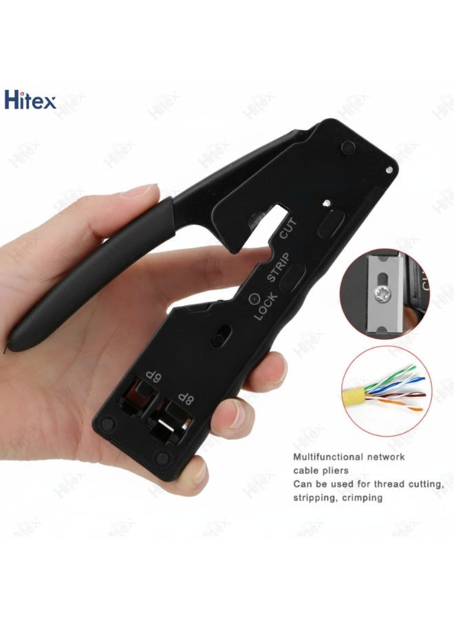 هيتكس أداة ضغط قابس معيارية من Uspro - CAT5E، CAT6، CAT7، 8P8C RJ45 | فولاذ عالي الكربون، زر قفل، منفذ، دعامة قابس محمية - Image 4