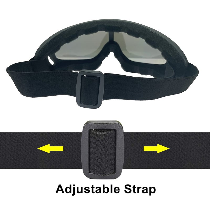 LJDJ Motorcycle Goggles,2 Pack Dirt Bike ATV Motocross Riding Hiking Protective with 2 Pack Neck Breathable Bandana Mask (Black Frame/Multicolor Lens) - Image 5