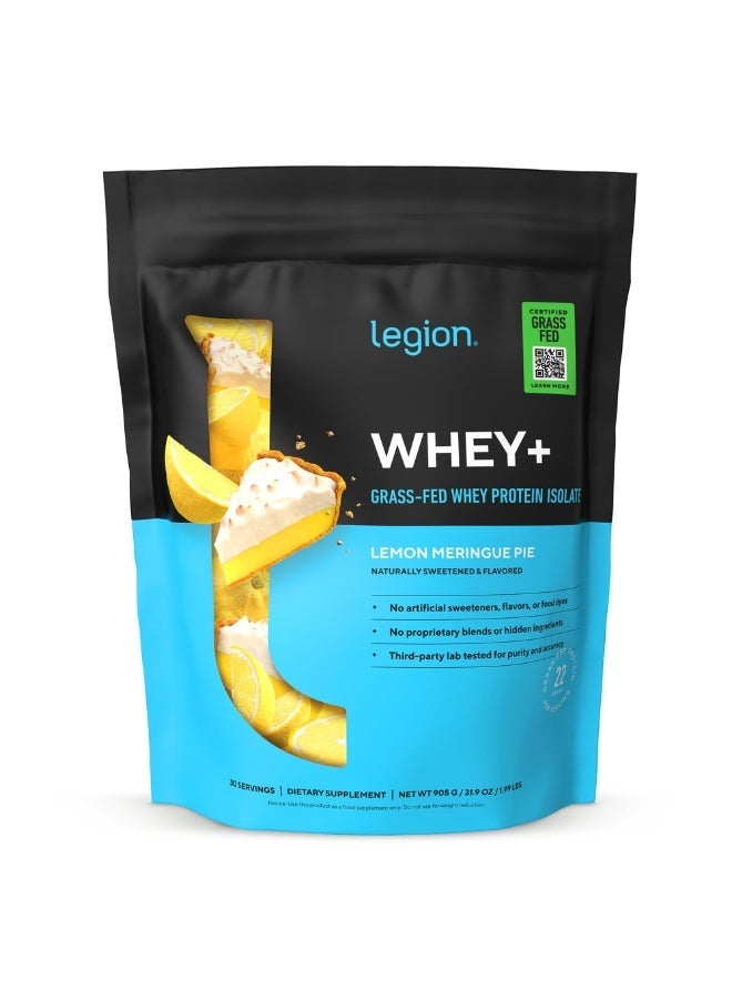 LEGION Whey+ Grass-Fed Whey Protein Isolate Lemon Meringue Pie 30 Servings – Low Calorie, Sugar Free & Naturally Sweetened - Image 1