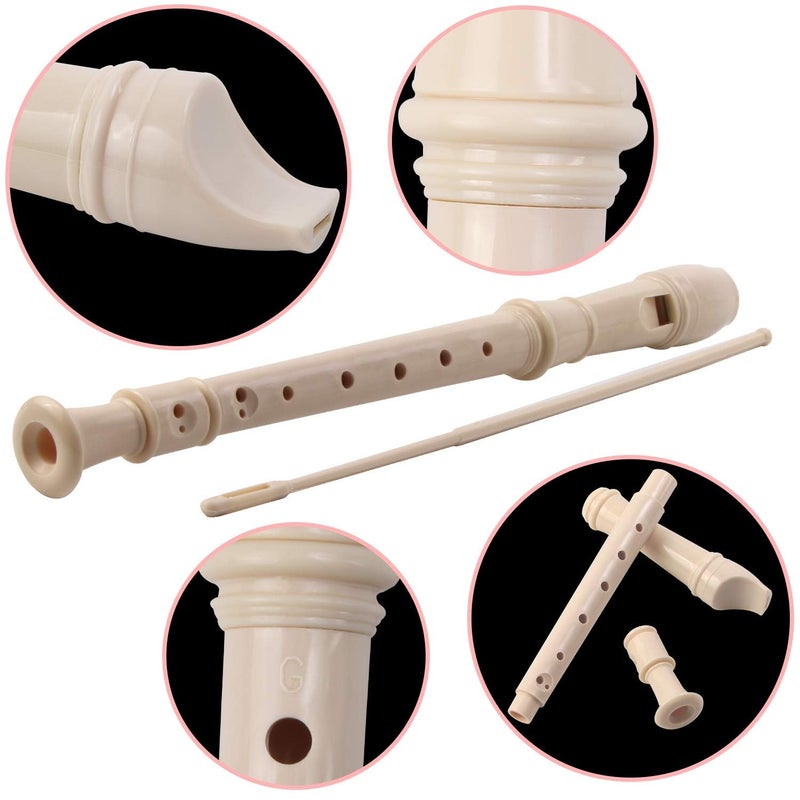 SANNIX 4 Pack Recorder Instrument, 8 Hole German Style Soprano Recorder for Beginner, Recorder With Cleaning Rod, School Student Music Instrument (Ivory) - Image 3