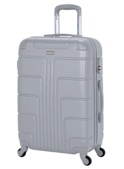 SENATOR Hard Case Travel Bag Medium Luggage Trolley ABS Lightweight Suitcase with 4 Spinner Wheels A1012 Silver