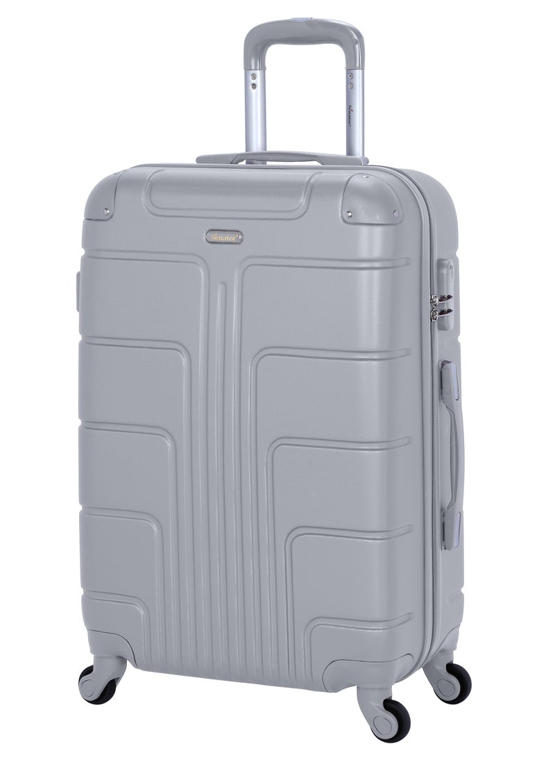 سيناتور حقيبة سفر صلبة متوسطة بعجلات دوارة من بلاستيك  خفيفة الوزن فضي - Image 1