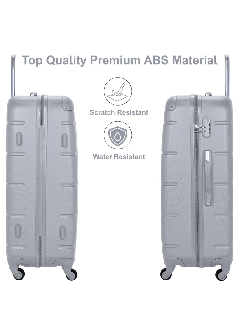 Senator Silver Hard Case Travel Bag Medium Luggage Trolley ABS Lightweight Suitcase with 4 Spinner Wheels A1012 Silver  | Best Price UAE