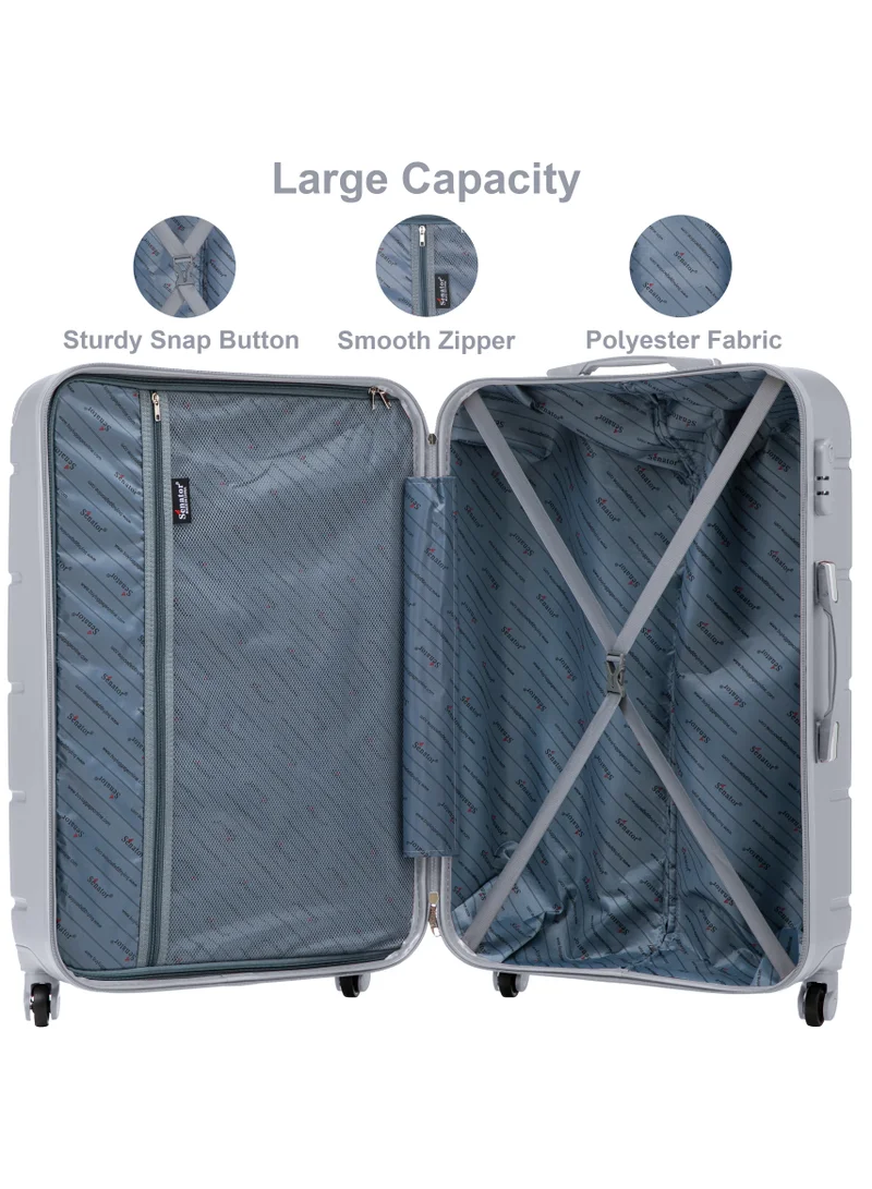 Senator Silver Hard Case Travel Bag Medium Luggage Trolley ABS Lightweight Suitcase with 4 Spinner Wheels A1012 Silver  | Best Price UAE