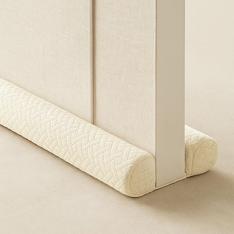 Ciieyuo Velvet Under Door Draft Stopper Noise Blocker Soundproof Door Seal Blocks Cold Air Light Smoke Easy Install Under Door Gap Filler Door Sweep for Bottom 3036 White Beige - Image 2