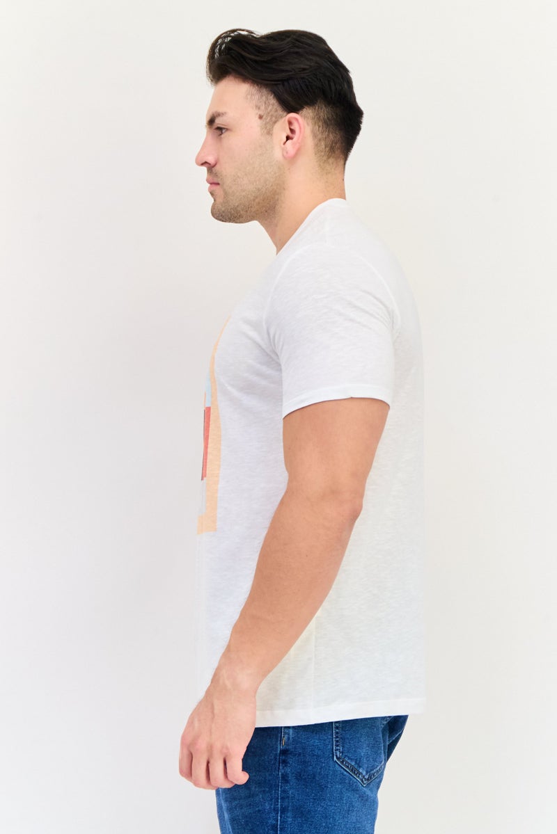 Celio Men Crew Neck Short Sleeve Graphic Print T Shirt, White - Image 2