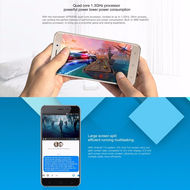 Generic (Unbranded) هاتف AllCall مدريد 3G - أندرويد 7.0، معالج رباعي النواة، شريحتين، شاشة 5.5 بوصة، بطارية 2600 مللي أمبير 3G_ذهبي - Image 3