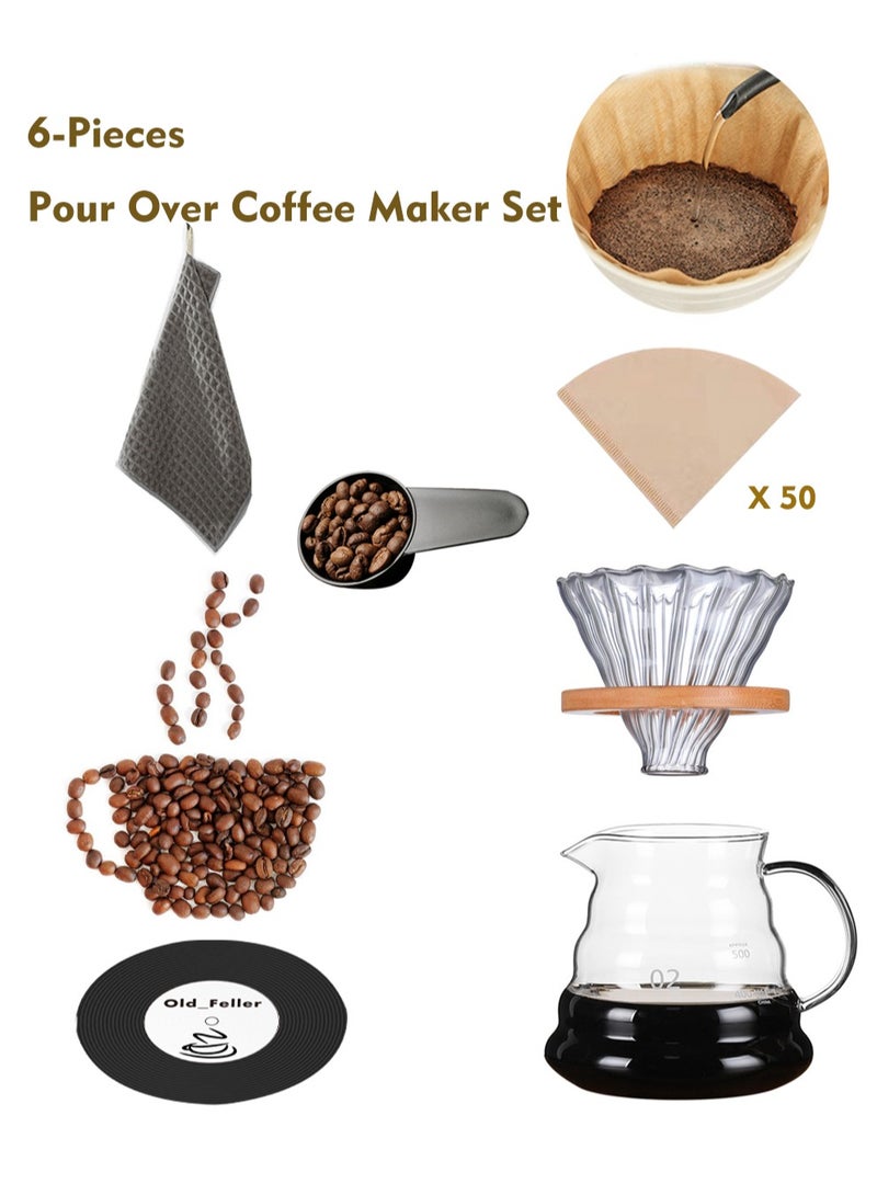 Old_Feller V60 Set 6 Piece Coffee Drip Set Pour Over Coffee Maker Set  - Image 1