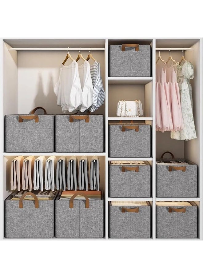 Biella Storage Baskets With Dust-Proof Opening And Liner And Handles And Visible Window Small Fabric Foldable Linen Organizer Bins Decorative Basket Boxes For Organizing Dresser Shelves Bedroom Office  - Image 5