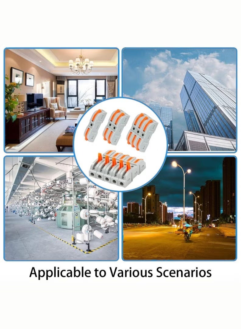 موصلات الأسلاك ذات الرافعة السريعة، 60 قطعة، مجموعة عالمية سريعة الدفع. - Image 5