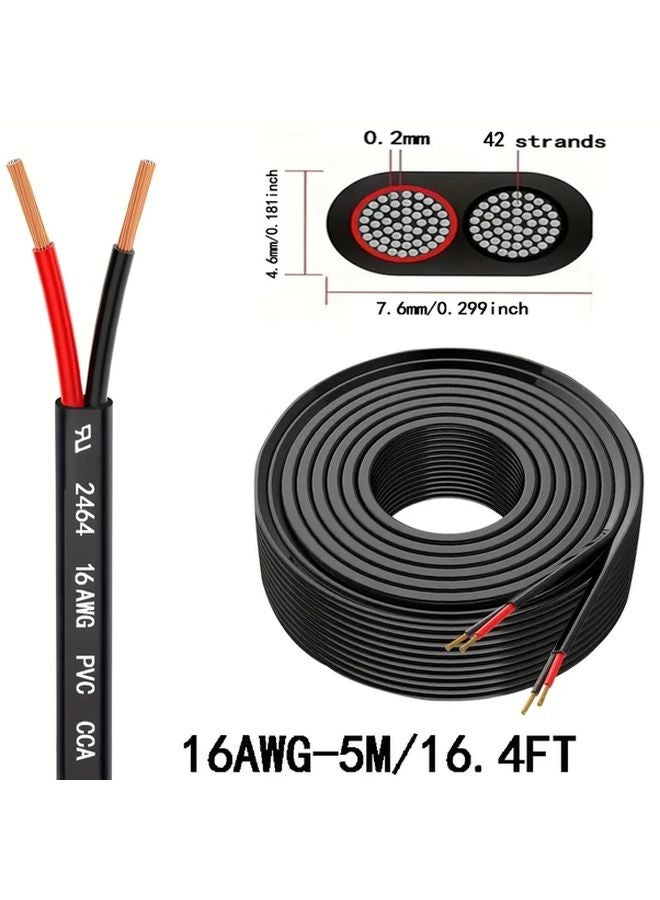 16AWG سلك ثنائي النواة من الألومنيوم المطلي بالنحاس CCA 196 85 بوصة لمصابيح LED وسماعات السيارة - Image 1