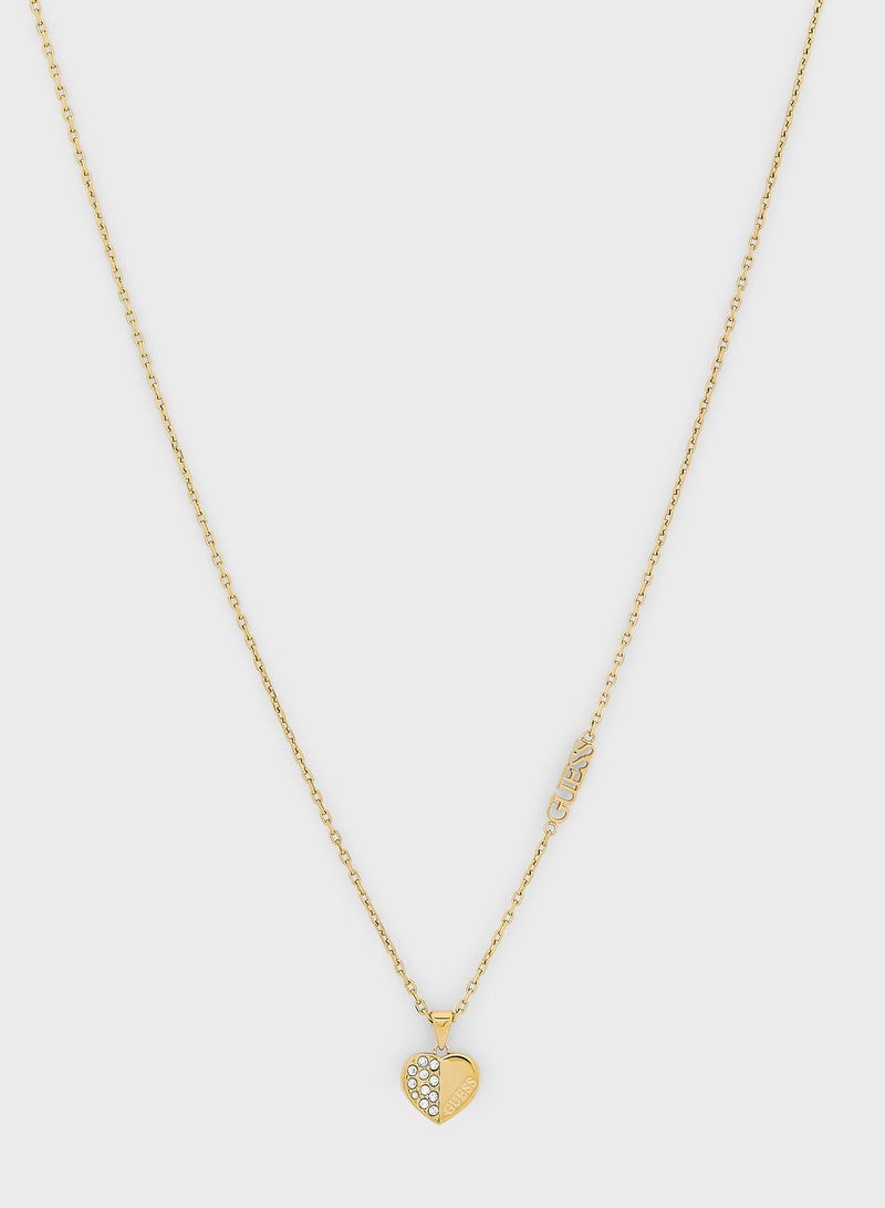 GUESS Plain & Pave Heart Charm Necklace - Image 2