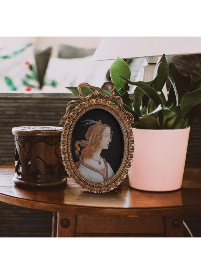 موثوقية التنبؤ إطار صور عتيق من الراتنج المنقوش، حامل صور على الطراز الأوروبي الباروكي، إطار ملصق عتيق بيضاوي (26 × 17.5 × 2.5 سم) - Image 4