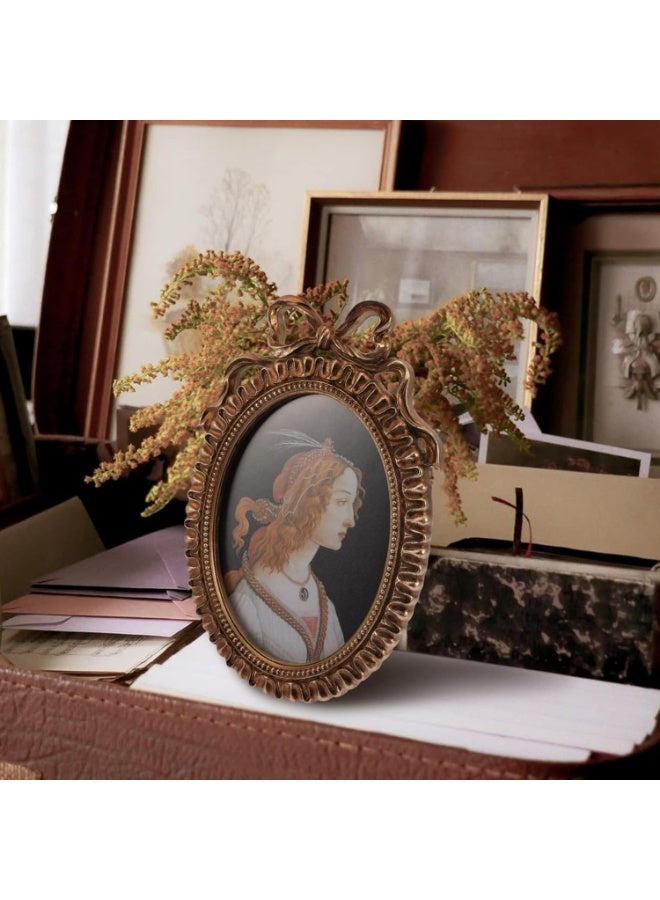 موثوقية التنبؤ إطار صور عتيق من الراتنج المنقوش، حامل صور على الطراز الأوروبي الباروكي، إطار ملصق عتيق بيضاوي (26 × 17.5 × 2.5 سم) - Image 5