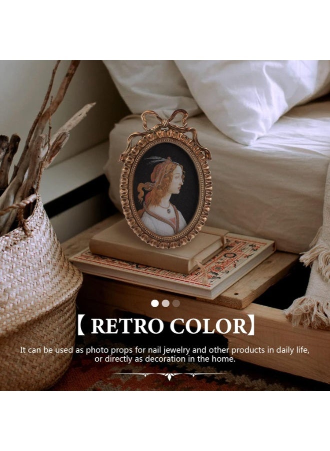 موثوقية التنبؤ إطار صور عتيق من الراتنج المنقوش، حامل صور على الطراز الأوروبي الباروكي، إطار ملصق عتيق بيضاوي (26 × 17.5 × 2.5 سم) - Image 3