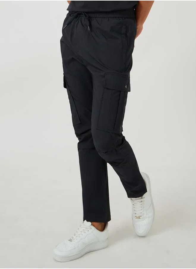 فورت كولينز Solid Drawstring Waist Straight Leg Pants