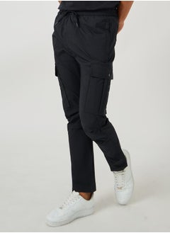 Solid Drawstring Waist Straight Leg Pants