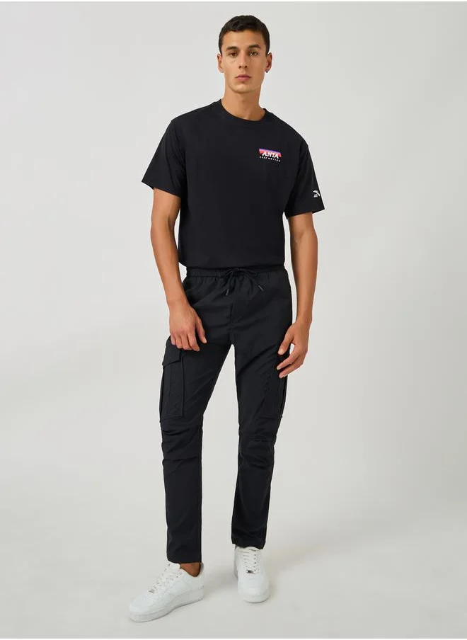 فورت كولينز Solid Drawstring Waist Straight Leg Pants