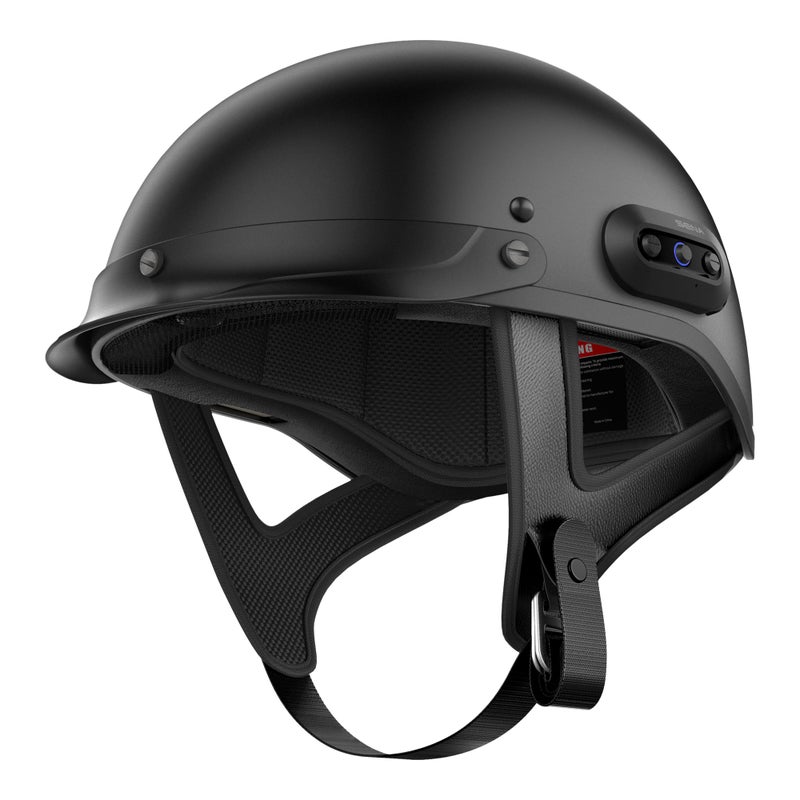 Sena Cavalry 2 Mesh Intercom Enabled Motorcycle Half Helmet Integrated Communication System Matte Black Large