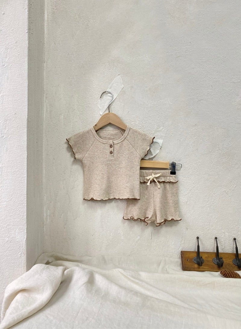 RedMapleTEK Soft And Breathable Cotton Short-Sleeved Shorts For Baby Girls - Image 1