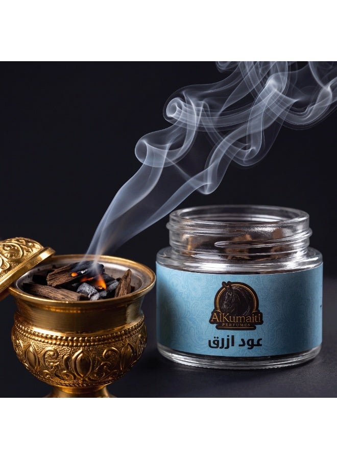 AlKumaiti Perfumes Oud Azraq Blue Oud Agarwood Chips 50g - Fresh Musky Arabic Bakhoor Incense for Home, Office and Majlis, Modern Clean Oudh Scent, Gift Box Included - Image 5