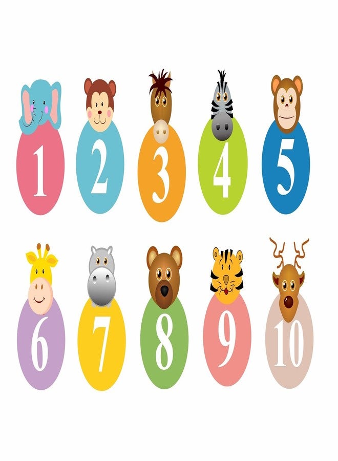 Asmi Collections Wall Stickers Cute Animals with Numbers for Kids Room - Image 1