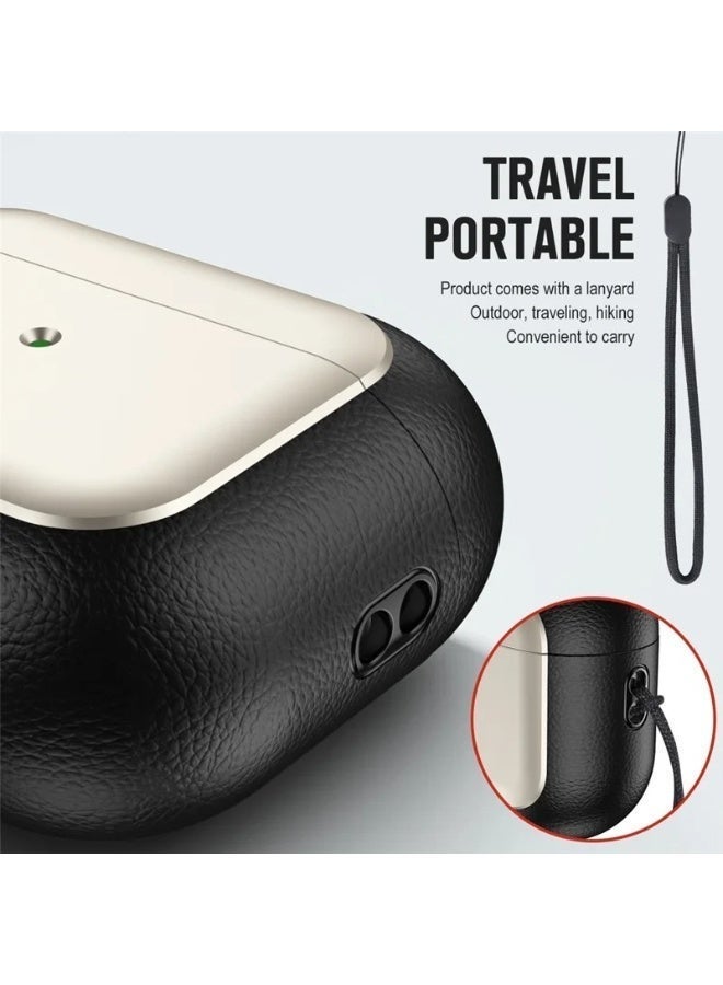 حافظة جلدية رفيعة لسماعات Airpods Pro 2 مع إغلاق آمن وسلسلة (ذهبي) - Image 2