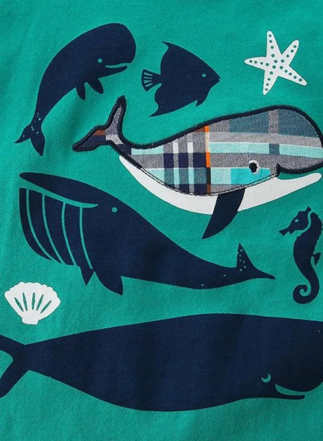 YUNIQEE Green Crew Neck Short Sleeve Printed Tshirt & Shorts