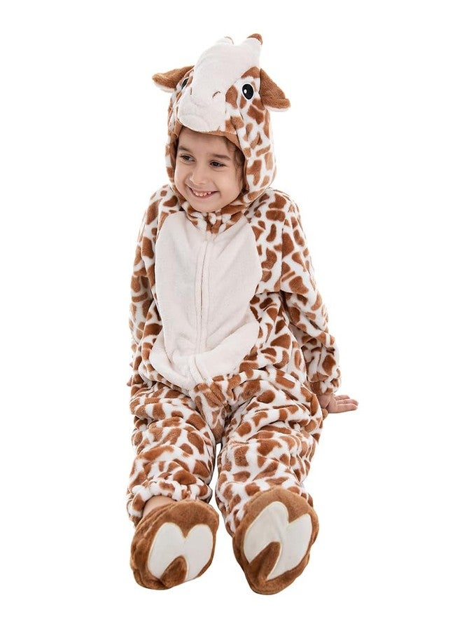 HSCTEK Toddler Giraffe Costume, Baby Giraffe Cosplay Infant Boys Girls, Newborn Halloween Onesie Suit Kids 2-3T Brown - Image 3