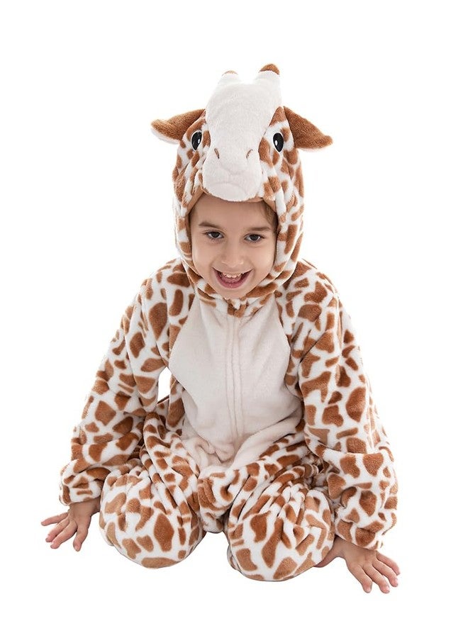 HSCTEK Toddler Giraffe Costume, Baby Giraffe Cosplay Infant Boys Girls, Newborn Halloween Onesie Suit Kids 2-3T Brown - Image 4