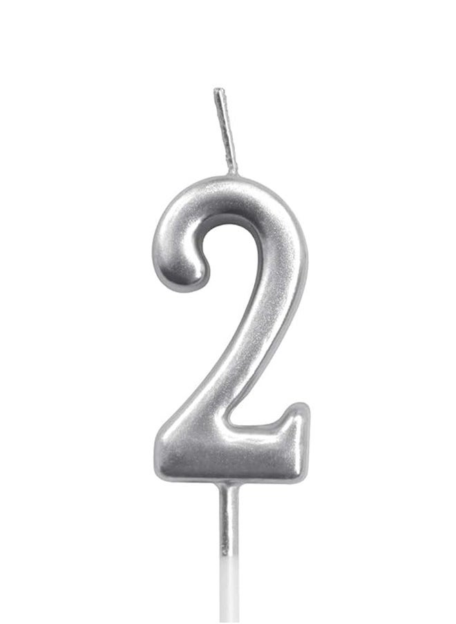 Share the Love - Number Two Silver Birthday Candle - Ideal for Parties and Birthday Celebrations - Image 1