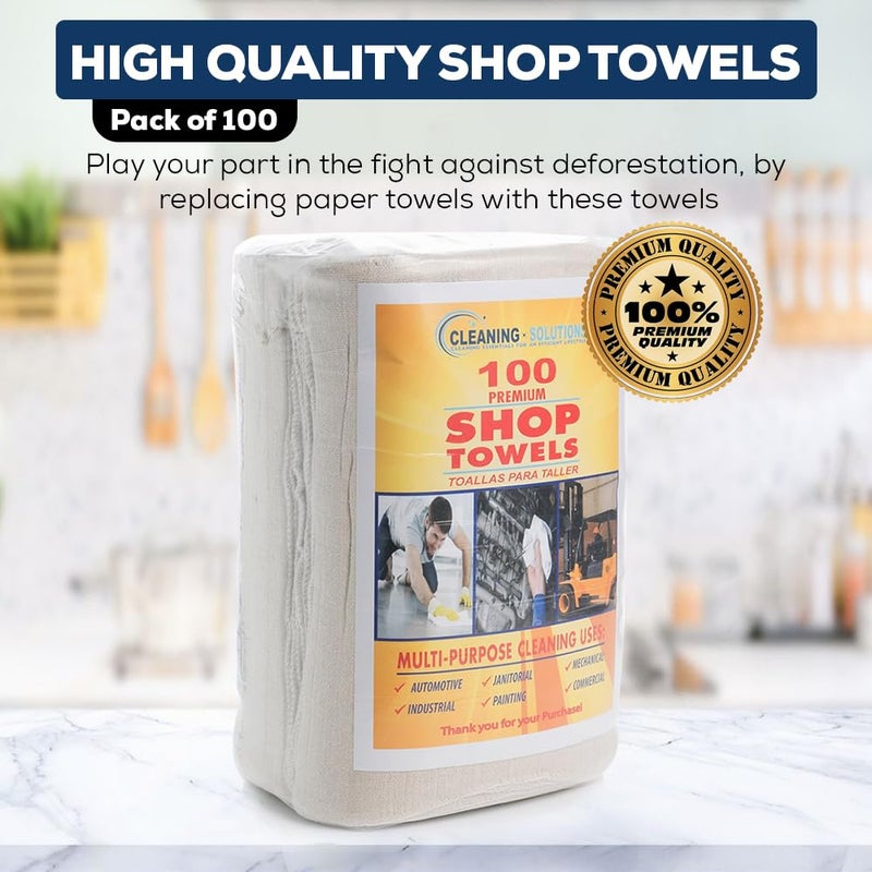 SIMPLI-MAGIC 79006-100PK Shop Towels 14”x12”, White, 100 Count (Pack of 1) - Image 2