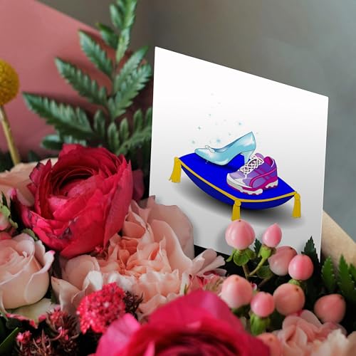 3dRose Greeting Cards, Running Shoe and Princess Glass Slipper High Heel On Pillow. Girl Woman Runner Run Track Race Racing, Set of 6 (gc_161510_1) - Image 4