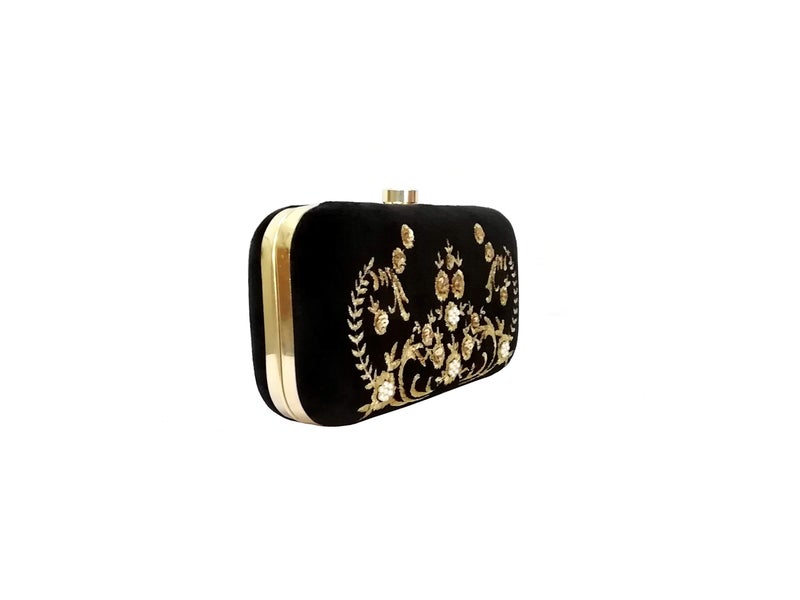 DUCHESS Women's Box Clutch with Pearl Handle-Bridal Ethnic Traditional Casual Purse/Clutch/Handbag (4 x 7 x 2 inch) - Image 3