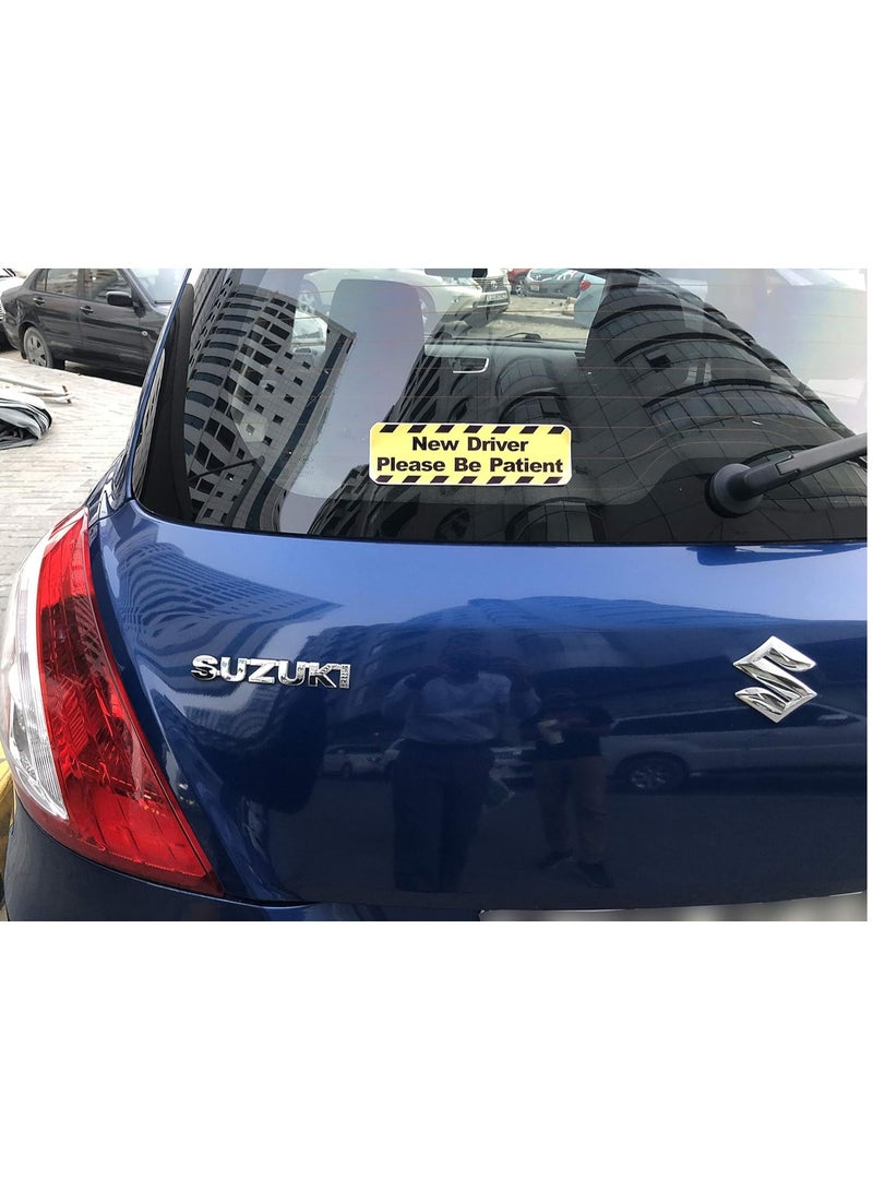 Rubik ملصق فينيل لعلامة السيارة الجديدة، يرجى التحلي بالصبر نص عريض، ملصق تحذيري عاكس للغاية لسائقي السيارات SUV والفانات المبتدئين (6.5x20 سم) - Image 3