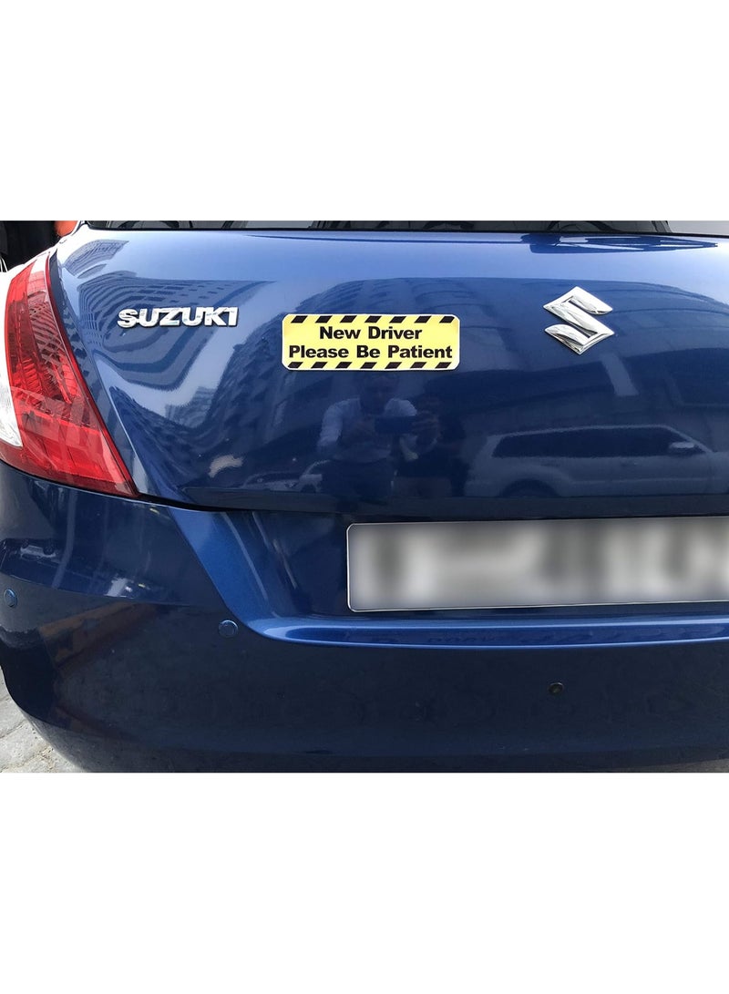 Rubik ملصق فينيل لعلامة السيارة الجديدة، يرجى التحلي بالصبر نص عريض، ملصق تحذيري عاكس للغاية لسائقي السيارات SUV والفانات المبتدئين (6.5x20 سم) - Image 4